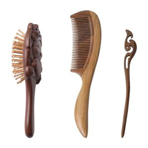 Natural wooden hair brush made from organic materials.