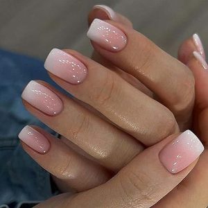 Square ombre acrylic nails.