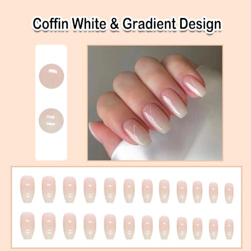Pink & White Ombre Acrylic Nails - Image 2