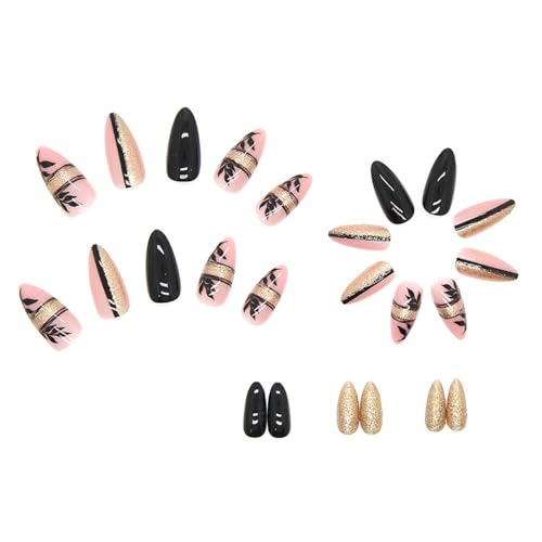 24 Piece Golden Glitter Gel Nails for a Stunning Manicure - Image 4