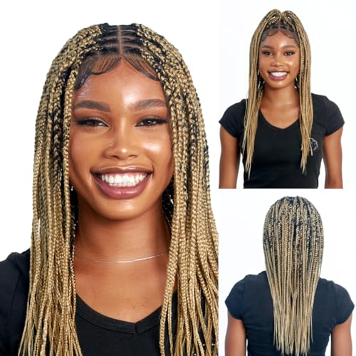 Human hair wig with braided hairstyle.