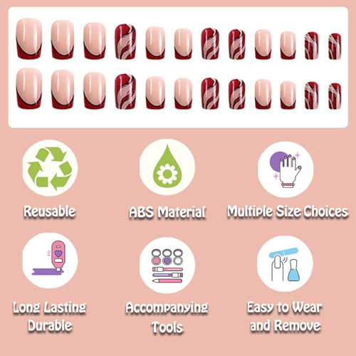 ?Red Square Acrylic Nails? - Image 3