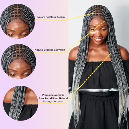 Gray 100% Natural Human Hair Wig - Adjustable Size for Comfortable Wear - Image 2