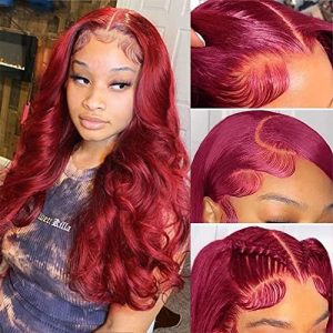 Vibrant Red Lace Front Human Hair Wig, 13x4 Inches, for Stylish Looks