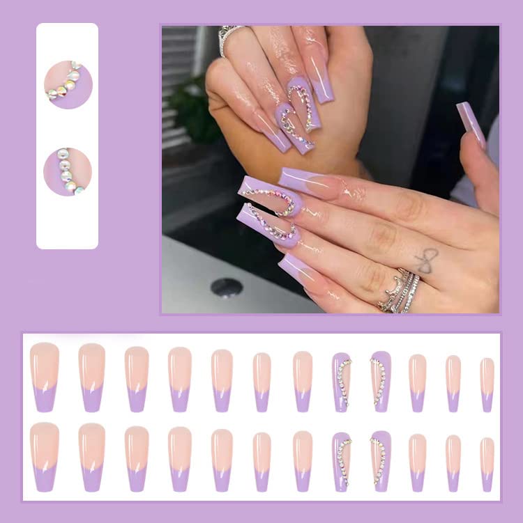 ?Lavender Coffin Acrylic Nails? - Image 2