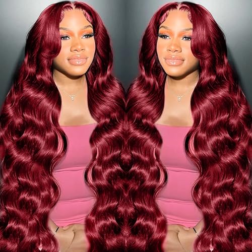 20-Inch Vibrant Red Human Hair Lace Wig for Women Natural Look