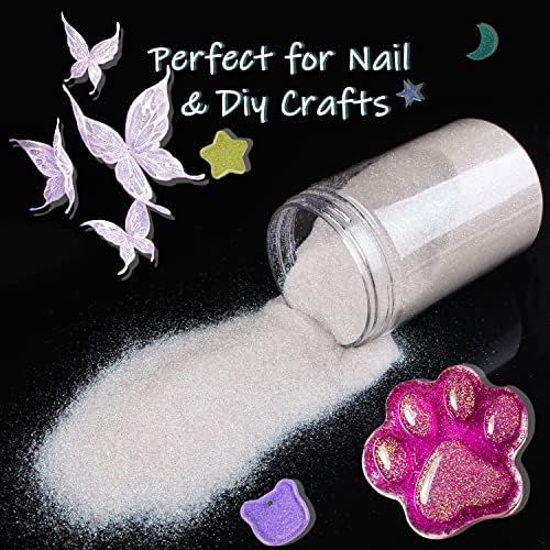 Glittery White Acrylic Nails - Image 3