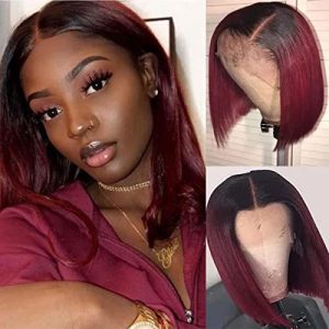 Burgundy Ombre 16 Inch Lace Front Human Hair Wig