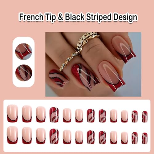 ?Red Square Acrylic Nails? - Image 2