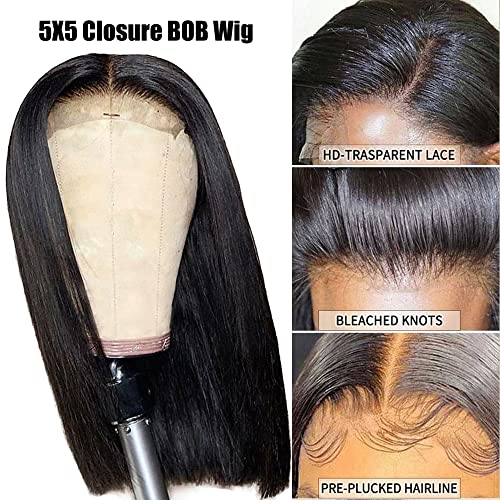 Human Hair Bob Wig with Closure, 10-Inch Length - Image 4
