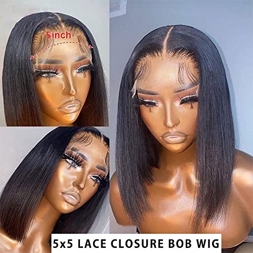 Human Hair Bob Wig with Closure, 10-Inch Length - Image 2