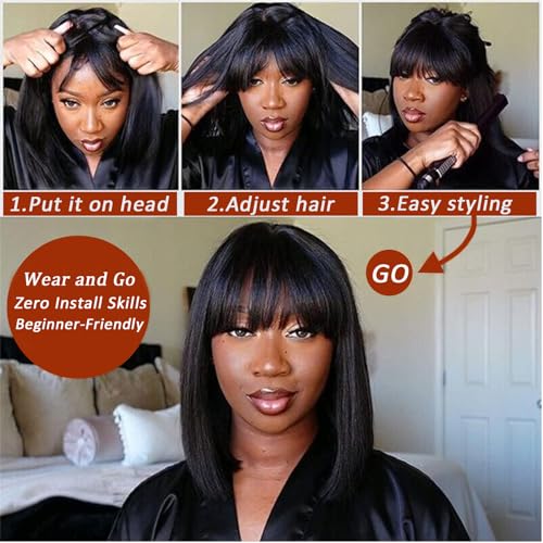 Short Ombre Human Hair Bob Wig 10 Inch - Image 5
