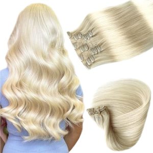 Platinum Blonde 20 Inch Clip-In Hair Extensions for Full Volume and Length