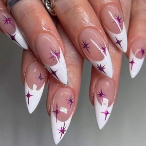 24 Piece Short Purple Acrylic Nails Set for Effortless Application & Chic Style