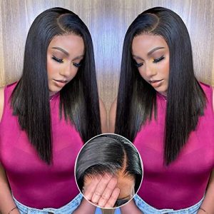 Black human hair wig - straight style