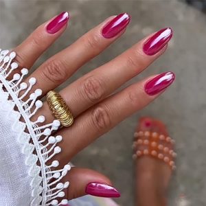 24 Piece Bright Pink Acrylic Nails Set for Bold Style