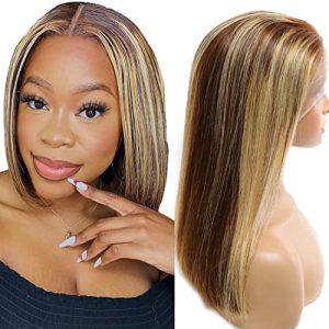 Short Ombre Human Hair Bob Wig - Natural Texture, Medium Size