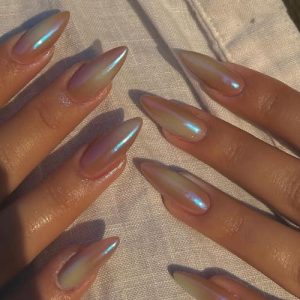 Short Almond Acrylic Nails Various Designs 24 Count Set