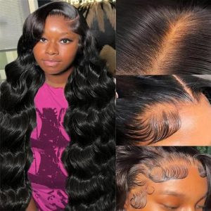 13x4 Swiss Lace Front Wig Human Hair with Natural Baby Hair