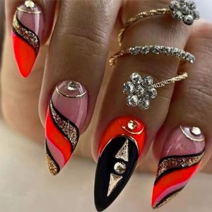 Short Dark Red Acrylic Nails