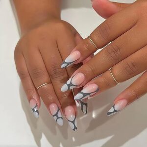 100 Piece Acrylic Nail Set with Unique Bubble Effect Design