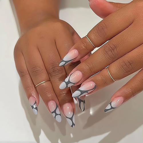100 Piece Acrylic Nail Set with Unique Bubble Effect Design