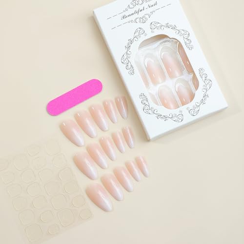 Short Almond Acrylic Nails for Stylish Easy Nail Art, 24 Count - Image 2