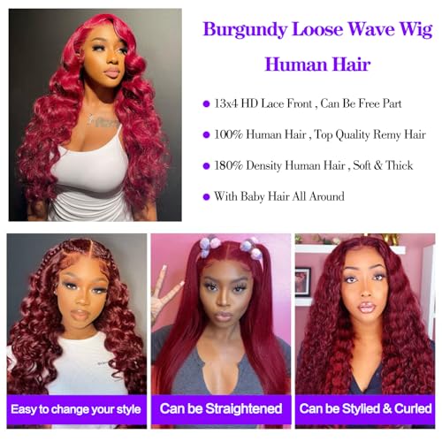 Burgundy Full Lace Human Hair Wig - Image 3