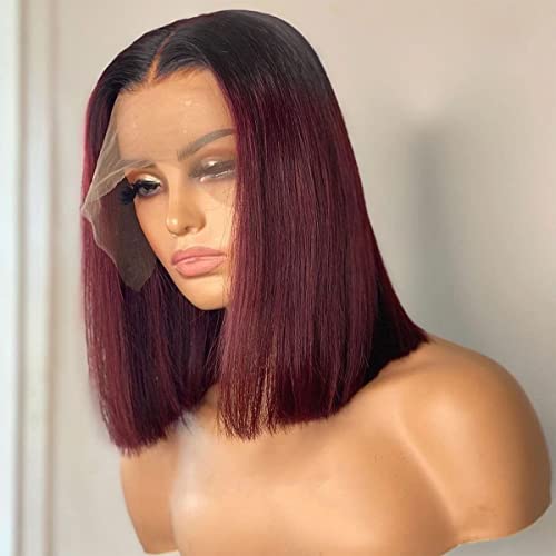 Burgundy Ombre 16 Inch Lace Front Human Hair Wig - Image 2