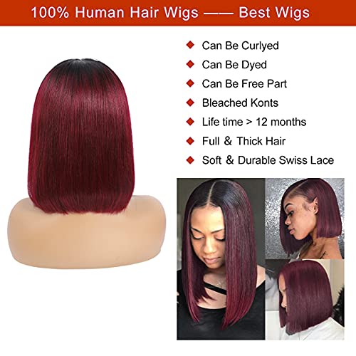 Burgundy Ombre 16 Inch Lace Front Human Hair Wig - Image 4