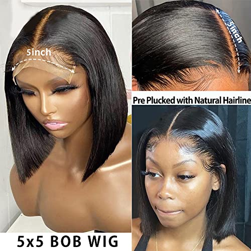 Human Hair Bob Wig with Closure, 10-Inch Length - Image 3