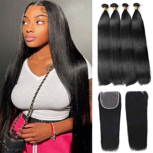 Closure made from human hair for realistic hair extensions.