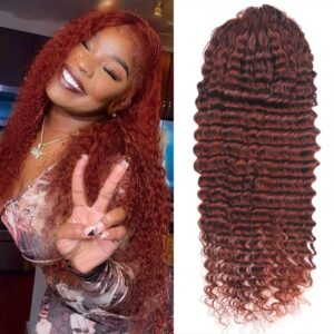 Copper Red 22 Inch Human Hair Wig, Natural Texture, Comfortable Fit