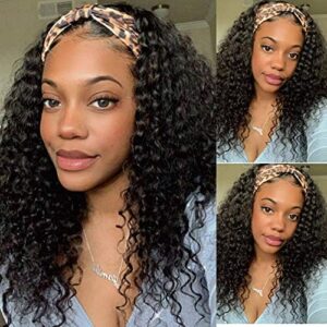 Curly Headband Wig with Human Hair