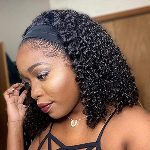 ?Curly Human Hair Headband Wig?