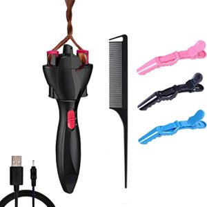 Electric brush magically styles hair with ease.