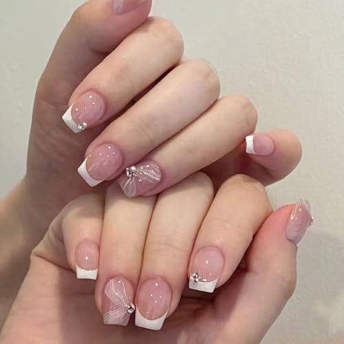 French Gel Nails Set - Stylish Elegant Designs for Perfect Manicure 24 Tips