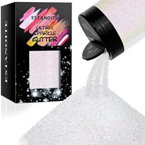 Glittery White Acrylic Nails