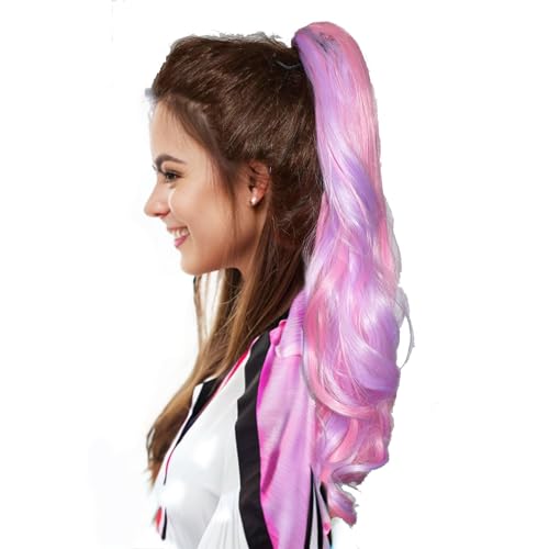 Human hair drawstring ponytail for easy, stylish hairdos.
