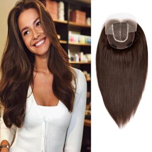 Human hair topper with low density strands.