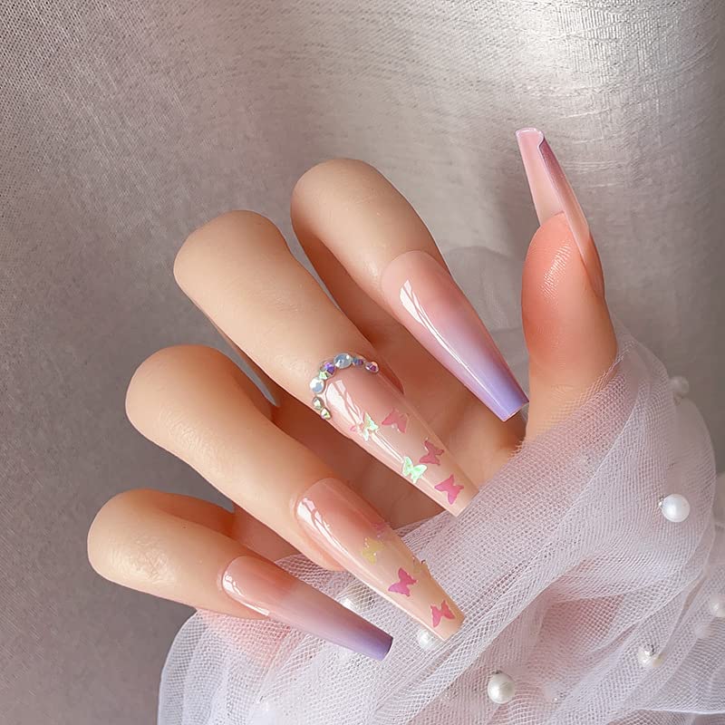Light Purple Lavender Acrylic Coffin Nails - Image 2