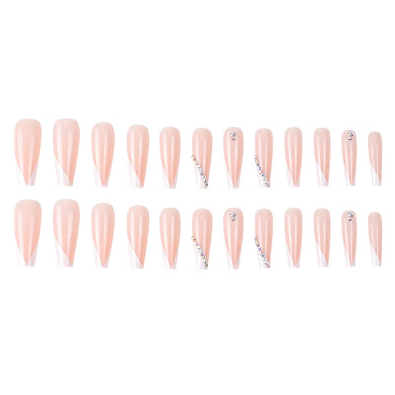 Long French tip acrylic nails. - Image 2