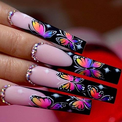 Matte Black Stick-On Press-On Nails Medium Size for Effortless Glamour