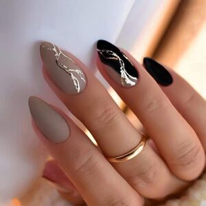 Matte Grey Acrylic Nails