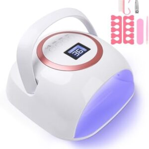 Nail polish light with LED for quick drying.
