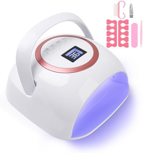 Nail polish light with LED for quick drying.