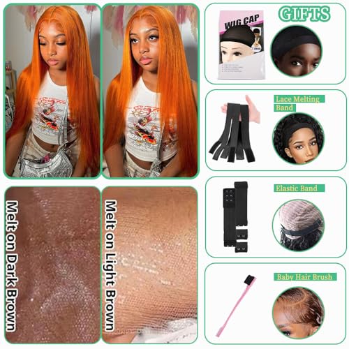Orange Human Hair Wig - Image 4