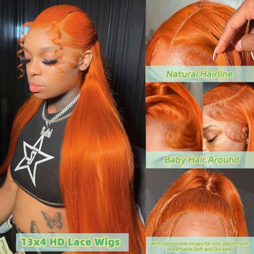 Orange Human Hair Wig - Image 2
