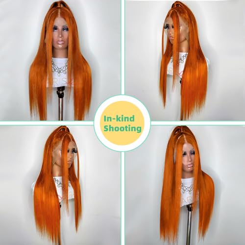 Orange Human Hair Wig - Image 3