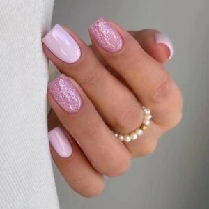 Pink glitter gel nail designs.